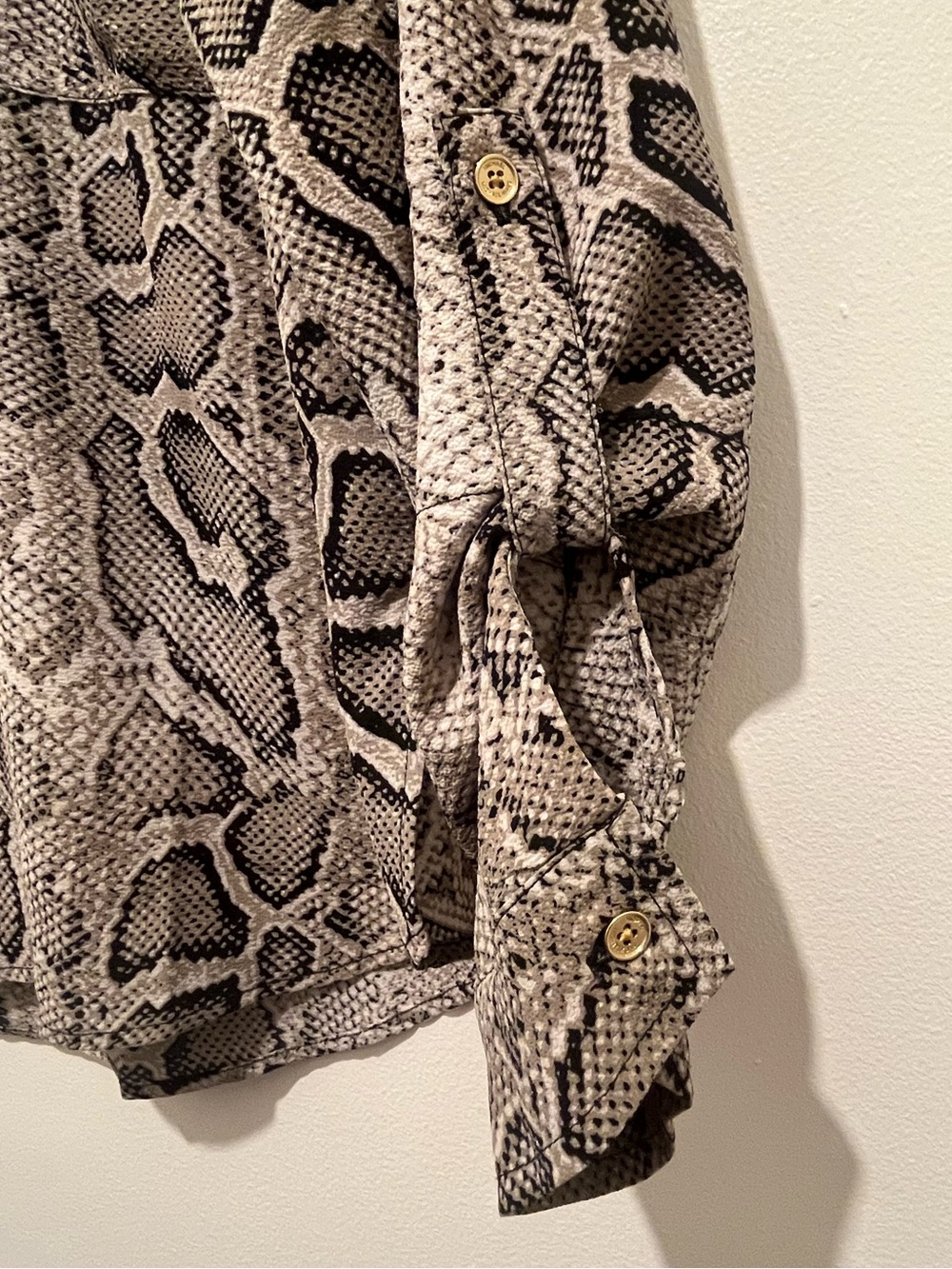 Michael Kors Neutral Snake-Print Half-Zip Blouse - Picture 4 of 6